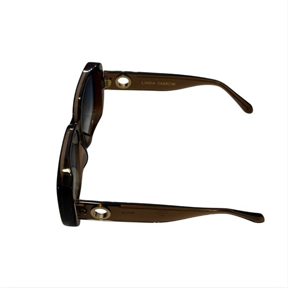 Linda Farrow Astrid Oversized Sunglasses Brown Aqua $570 NEW main image 4
